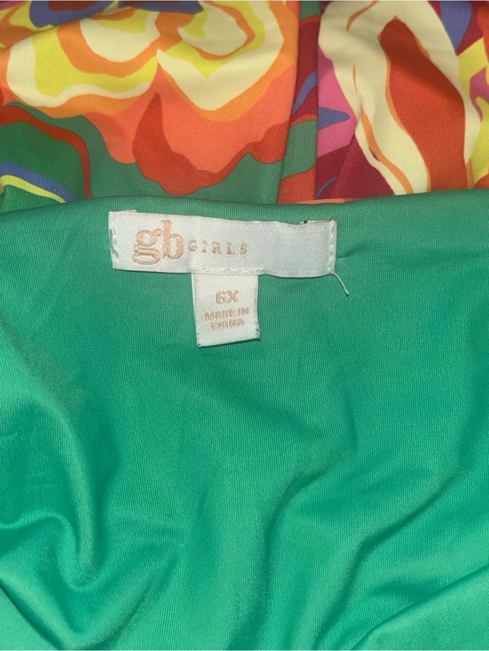 GB girls Teal Dress with Colorful Floral Accents - Picture 5 of 6